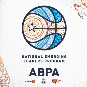 National Emerging Leaders Program logo with an illustration of a basketball featuring Indigenous artwork.